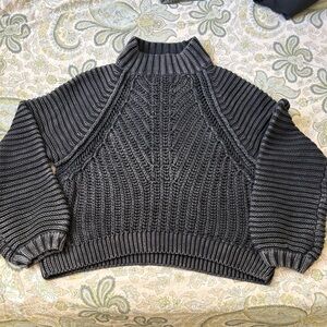 Free People Dark Grey Knit Sweater